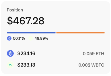 ETH/WBTC Position Screenshot
